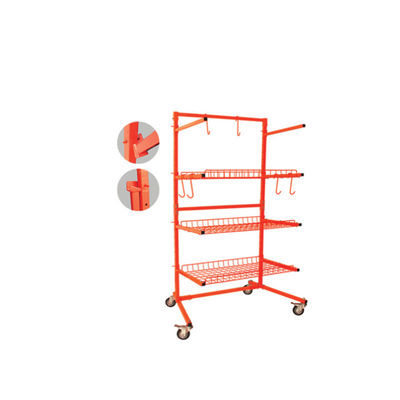 YD81-020B Parts Cart: 3 Shelves, Pu Casters, Hooks (for Auto/Factory Part Storage & Transport)