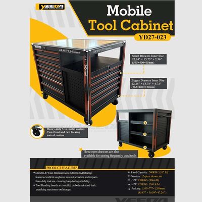 Mobile Tool Cabinet– Garage/Workshop Use, 500KG Capacity, Heavy - Duty Casters & Rubberwood Top
